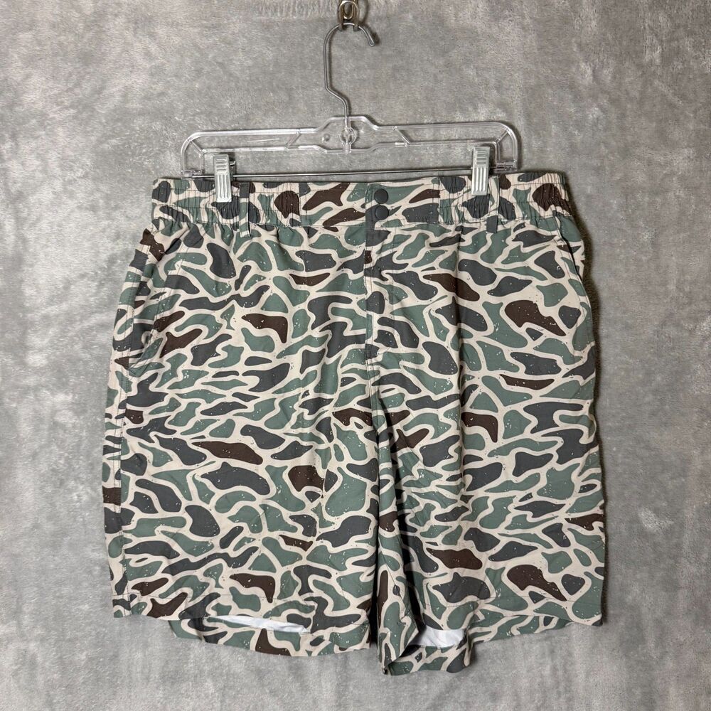 Burlebo Men XL Gray Green Deer Camo Athletic Every Day Performance Shorts